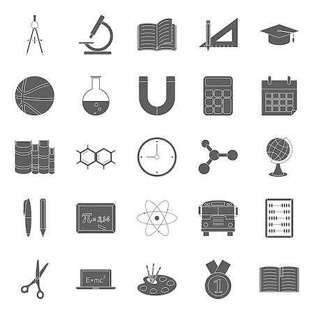 simsearch:400-08155384,k - Education and school silhouettes icons set vector graphic illustration Stock Photo - Budget Royalty-Free & Subscription, Code: 400-08133635