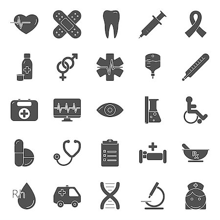 Medical silhouette icons set graphic illustration design Photographie de stock - Aubaine LD & Abonnement, Code: 400-08133649