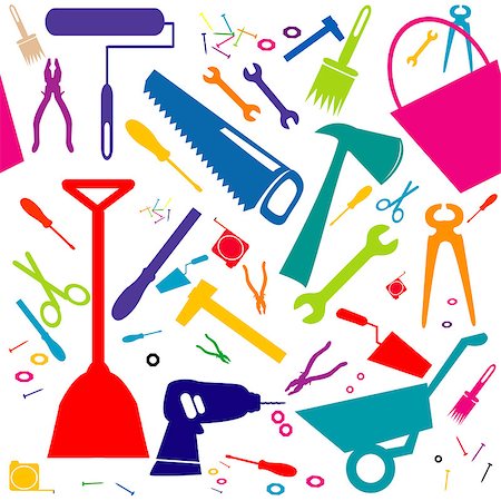 Seamless background with Do It Yourself tools or home repair tools Stockbilder - Microstock & Abonnement, Bildnummer: 400-08133691