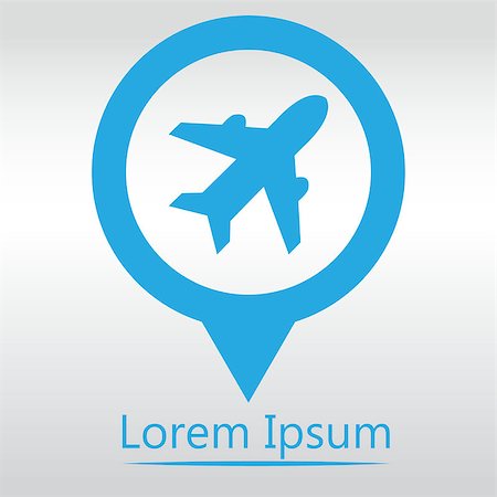 simsearch:859-08173196,k - Airplane sign. Plane symbol. Travel icon. Flight flat label.  icon map pin. Stock Photo - Budget Royalty-Free & Subscription, Code: 400-08133848