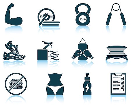 simsearch:400-07976328,k - Set of fitness icons. EPS 10 vector illustration without transparency. Foto de stock - Royalty-Free Super Valor e Assinatura, Número: 400-08133895