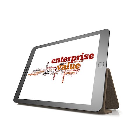 simsearch:400-04644175,k - Enterprise value word cloud on tablet image with hi-res rendered artwork that could be used for any graphic design. Stock Photo - Budget Royalty-Free & Subscription, Code: 400-08133916