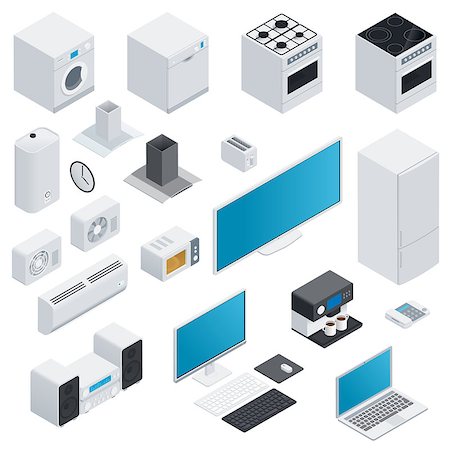 simsearch:400-07915731,k - Household appliances isometric set vector graphic illustration Stock Photo - Budget Royalty-Free & Subscription, Code: 400-08133996