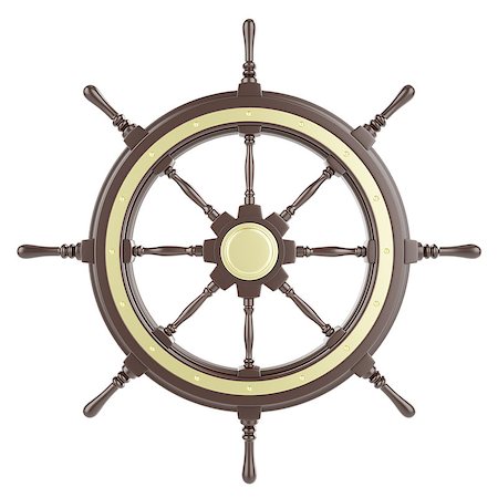 driving a cruise ship - Ship wheel Isolated on white background. 3d illustration Stock Photo - Budget Royalty-Free & Subscription, Code: 400-08154042