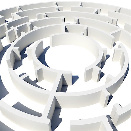 Top view of 3d model round labyrinth. Closed view. Isolated background Stock Photo - Budget Royalty-Free & Subscription, Code: 400-08154359