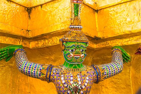 Religious monument at the temple which is located in the capital of Thailand in Bangkok city Stock Photo - Budget Royalty-Free & Subscription, Code: 400-08154915