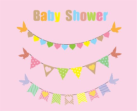 vector bunting baby shower card with birds Stock Photo - Budget Royalty-Free & Subscription, Code: 400-08154976