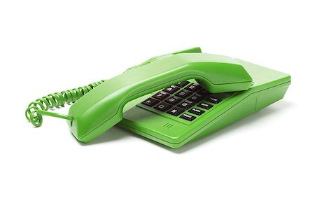 simsearch:400-07038627,k - Green Telephone with Receiver on White Background Photographie de stock - Aubaine LD & Abonnement, Code: 400-08155000