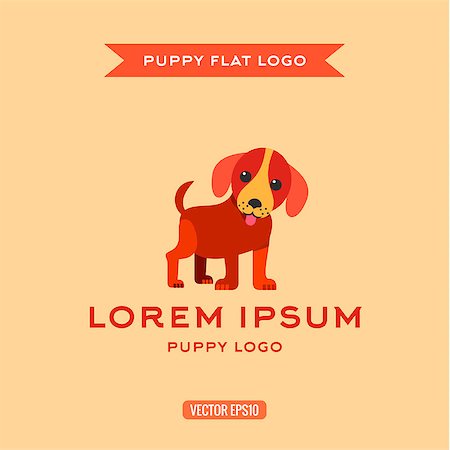 simsearch:400-08346248,k - Dog puppies style flat, vector illustration, logos Fotografie stock - Microstock e Abbonamento, Codice: 400-08155122