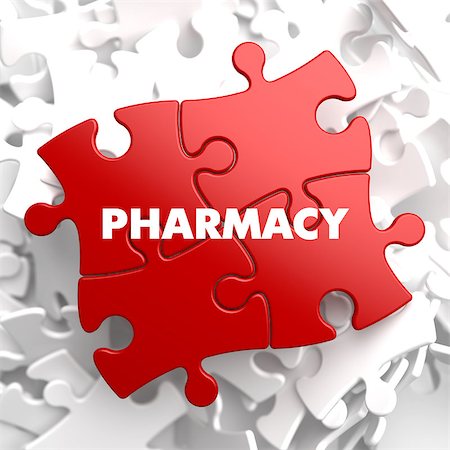 simsearch:400-07994748,k - Pharmacy on Red Puzzles on White Background. Photographie de stock - Aubaine LD & Abonnement, Code: 400-08155155