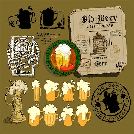 simsearch:400-07823206,k - set of different beer elements for your design Stock Photo - Budget Royalty-Free & Subscription, Code: 400-08155175