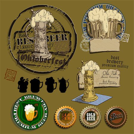 simsearch:400-08646298,k - set of different beer elements for your design Foto de stock - Super Valor sin royalties y Suscripción, Código: 400-08155171