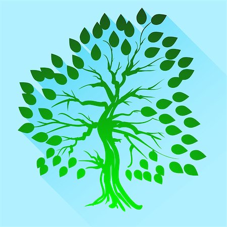 simsearch:400-08096452,k - Green Tree Silhouette Isolated on Blue Background. Stock Photo - Budget Royalty-Free & Subscription, Code: 400-08155296