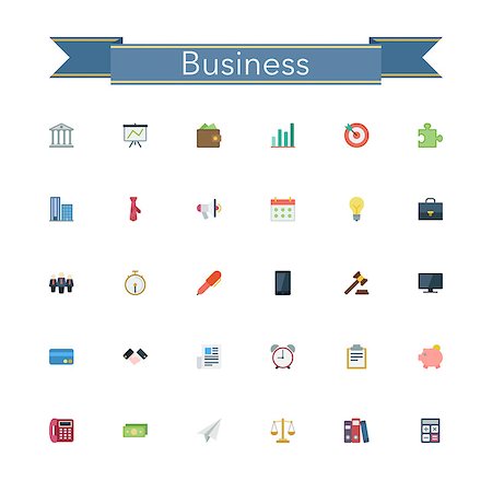 Business and finance flat icons set. Vector illustration. Foto de stock - Super Valor sin royalties y Suscripción, Código: 400-08155379