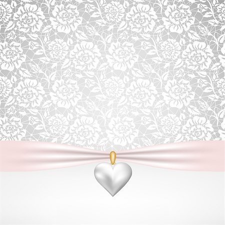 simsearch:400-08022685,k - Template for wedding, invitation or greeting card with lace fabric background and pearl heart pendant Stock Photo - Budget Royalty-Free & Subscription, Code: 400-08155646