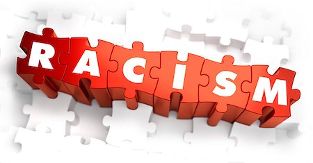 simsearch:400-07091188,k - Racism - White Word on Red Puzzles on White Background. 3D Render. Stock Photo - Budget Royalty-Free & Subscription, Code: 400-08155670