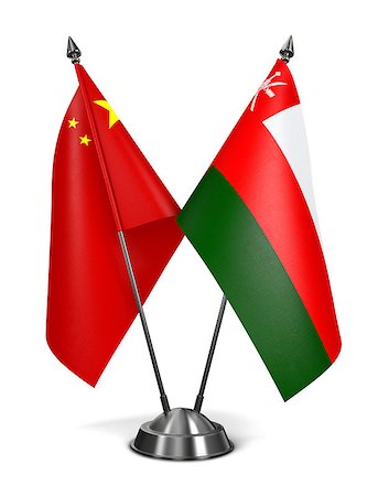 simsearch:400-08162232,k - China and Oman - Miniature Flags Isolated on White Background. Stock Photo - Budget Royalty-Free & Subscription, Code: 400-08155681
