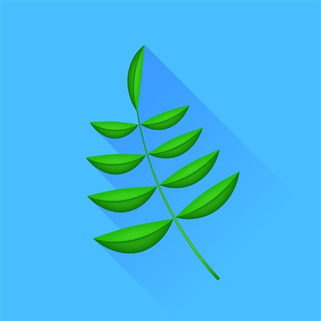 simsearch:400-09121794,k - Single Fresh Green Leaf Isolated on Blue Background. Stock Photo - Budget Royalty-Free & Subscription, Code: 400-08155799