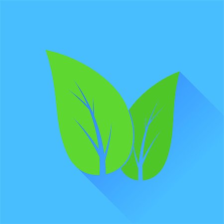 simsearch:400-09121794,k - Green Fresh Leaves Isolated on Blue Background. Organic Symbol. Stock Photo - Budget Royalty-Free & Subscription, Code: 400-08155800