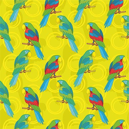 simsearch:400-05876148,k - Seamless pattern, cartoon colorful parrots on abstract background. Vector Foto de stock - Super Valor sin royalties y Suscripción, Código: 400-08155853