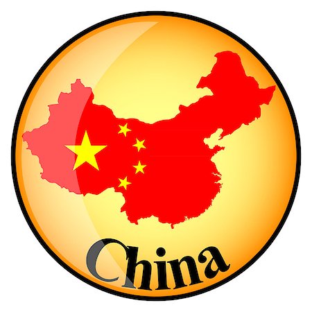 simsearch:400-08155895,k - orange button with the image maps of China in the form of national flag Stock Photo - Budget Royalty-Free & Subscription, Code: 400-08155898