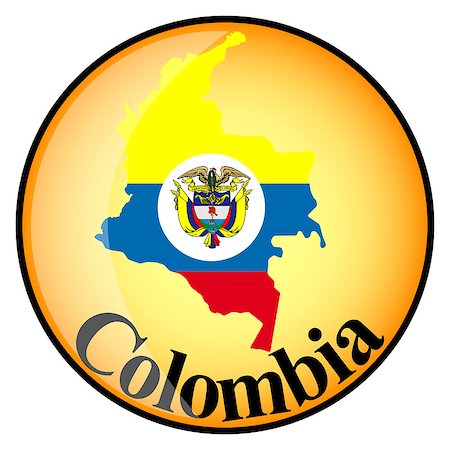 simsearch:400-08155895,k - orange button with the image maps of Colombia in the form of national flag Stock Photo - Budget Royalty-Free & Subscription, Code: 400-08155899
