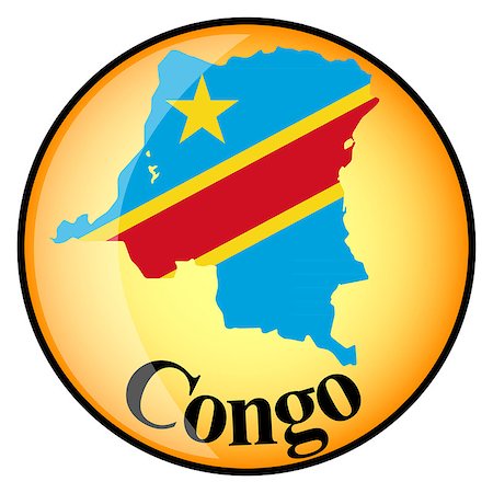 simsearch:400-08155895,k - orange button with the image maps of Congo in the form of national flag Stock Photo - Budget Royalty-Free & Subscription, Code: 400-08155900