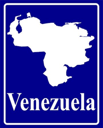 simsearch:400-08155895,k - sign as a white silhouette map of Venezuela with an inscription on a blue background Stock Photo - Budget Royalty-Free & Subscription, Code: 400-08155903