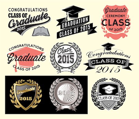 simsearch:400-07478559,k - Graduation sector set Class of 2015, Congrats grad Congratulations Graduate Foto de stock - Super Valor sin royalties y Suscripción, Código: 400-08156037