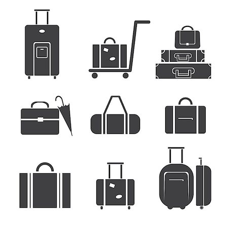 Luggage travel vector icon set isolated on white background Stock Photo - Budget Royalty-Free & Subscription, Code: 400-08156040
