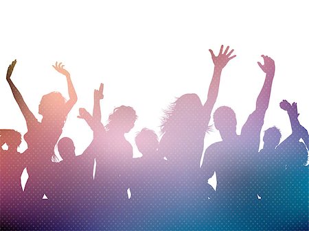 dancing crowd silhouette - Silhouette of a party crowd Stock Photo - Budget Royalty-Free & Subscription, Code: 400-08156120