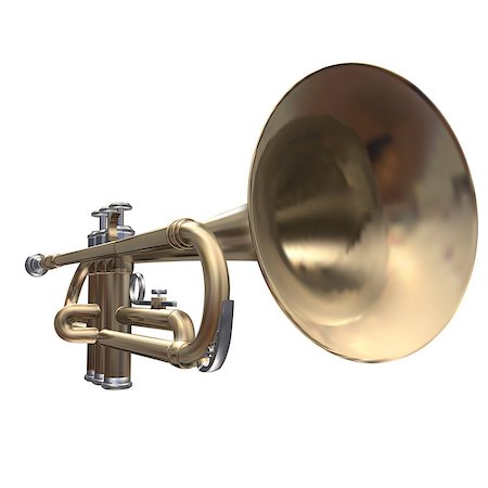 simsearch:400-08159413,k - Isolated trumpet on a white background Foto de stock - Super Valor sin royalties y Suscripción, Código: 400-08156184