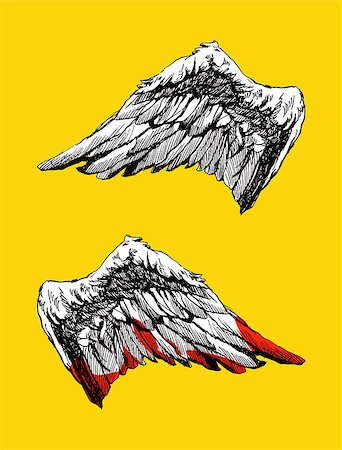 Hand drawn angel wings vector illustration Stock Photo - Budget Royalty-Free & Subscription, Code: 400-08156287