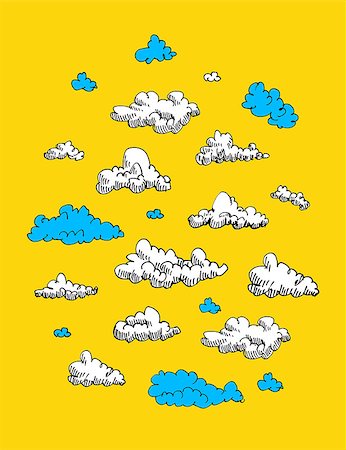 sky to paint cartoon - Set of vector engraving clouds Stock Photo - Budget Royalty-Free & Subscription, Code: 400-08156288