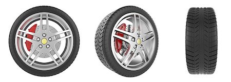 simsearch:400-06069419,k - Set of car wheels isolated on white background. 3d illustration high resolution Stock Photo - Budget Royalty-Free & Subscription, Code: 400-08156364