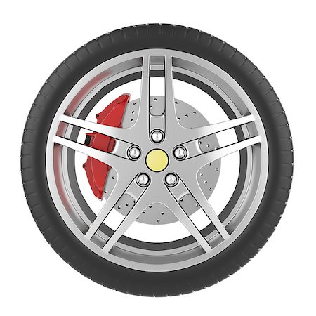 simsearch:400-09002201,k - Sport car wheel isolated on a white background. 3d illustration high resolution Foto de stock - Royalty-Free Super Valor e Assinatura, Número: 400-08156362