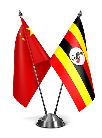 simsearch:400-08162232,k - China and Uganda - Miniature Flags Isolated on White Background. Stock Photo - Budget Royalty-Free & Subscription, Code: 400-08156451