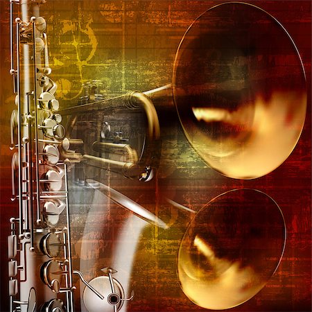 simsearch:400-08159413,k - abstract grunge vintage sound background with trumpet and saxophone Foto de stock - Super Valor sin royalties y Suscripción, Código: 400-08156477