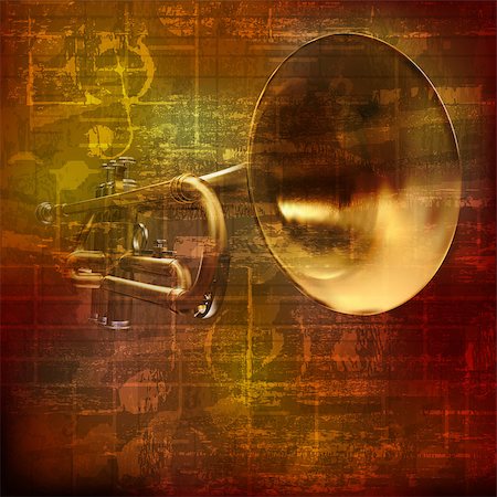 simsearch:400-04617342,k - abstract grunge brown vintage sound background with trumpet Stock Photo - Budget Royalty-Free & Subscription, Code: 400-08156472