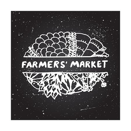 Farmers market - zentangle element on chalkboard background Stock Photo - Budget Royalty-Free & Subscription, Code: 400-08156485