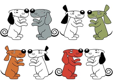 simsearch:400-08920017,k - Four pair of amusing symmetrically dogs, hand drawing vector artwork Stockbilder - Microstock & Abonnement, Bildnummer: 400-08156558