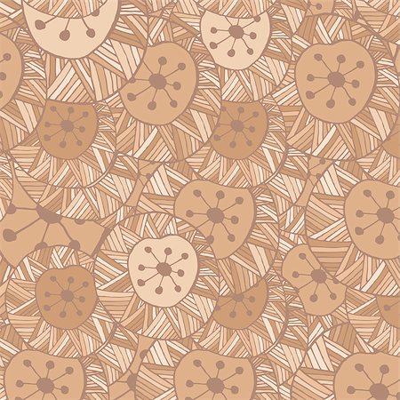Vector seamless Hand drawn ornamental pattern with circle and lines in brown colors Stock Photo - Budget Royalty-Free & Subscription, Code: 400-08156843