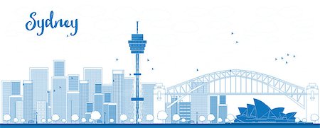 simsearch:400-09158484,k - Outline Sydney City skyline with skyscrapers. Vector illustration Photographie de stock - Aubaine LD & Abonnement, Code: 400-08156854