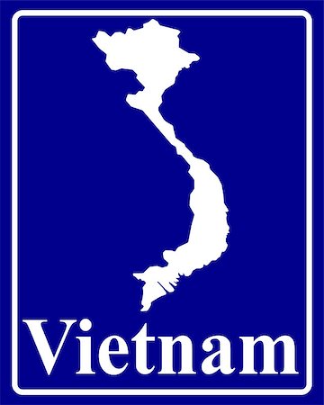 simsearch:400-08155895,k - sign as a white silhouette map of Vietnam with an inscription on a blue background Stock Photo - Budget Royalty-Free & Subscription, Code: 400-08156870