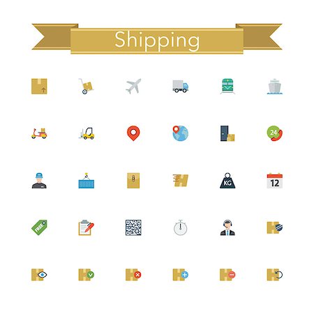 simsearch:400-07666842,k - Shipping and delivery flat icons set. Vector illustration. Foto de stock - Super Valor sin royalties y Suscripción, Código: 400-08156924