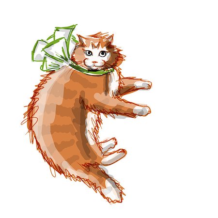 simsearch:400-07979130,k - Cute orange cat, sketch for your design. Vector illustration Foto de stock - Super Valor sin royalties y Suscripción, Código: 400-08156926