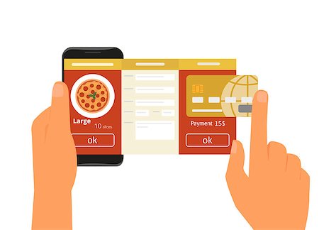 simsearch:400-08157046,k - Human hand holds smartphone with mobile app for ordering pizza. Text outlined Stock Photo - Budget Royalty-Free & Subscription, Code: 400-08157048