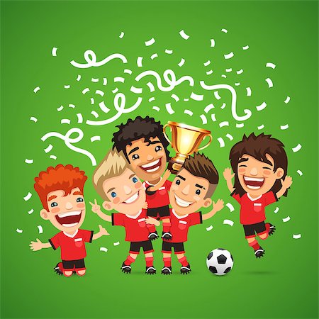 Happy Soccer champions with winners cup. Clipping paths included in JPG file. Stock Photo - Budget Royalty-Free & Subscription, Code: 400-08157079