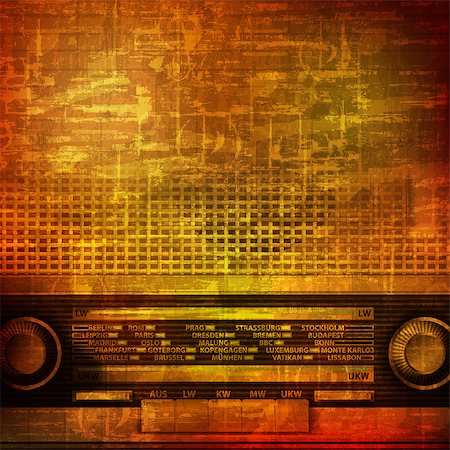 simsearch:400-08159413,k - abstract brown grunge vintage sound background with retro radio Foto de stock - Super Valor sin royalties y Suscripción, Código: 400-08157093