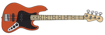 Hand drawing of a red electric bass guitar Fotografie stock - Microstock e Abbonamento, Codice: 400-08157170